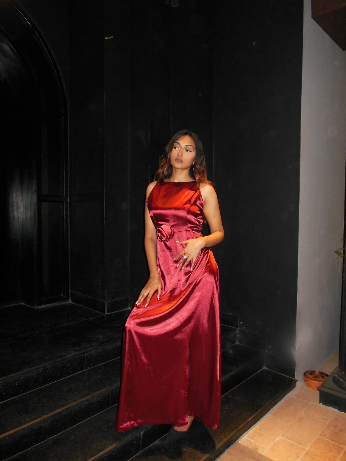 Rosé Satin Dress - Image 3